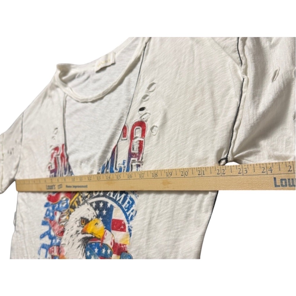 Patriotic Eagle Graphic Tee Distressed USA Americana Festival Boho Boxy Large - Picture 7 of 9